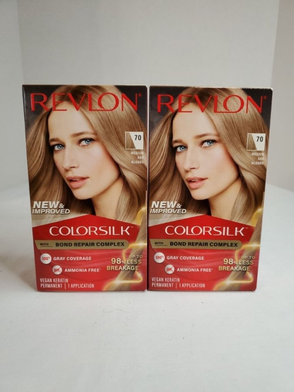 2 Revlon Colorsilk Beautiful Color With Keratin #70 Medium Ash Blonde Permanent